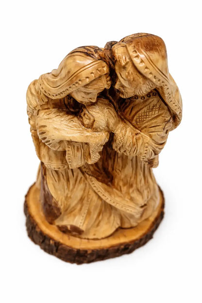 Hand carved holy family olive wood statue from bethlehem – authentic handmade christian figurine - figures