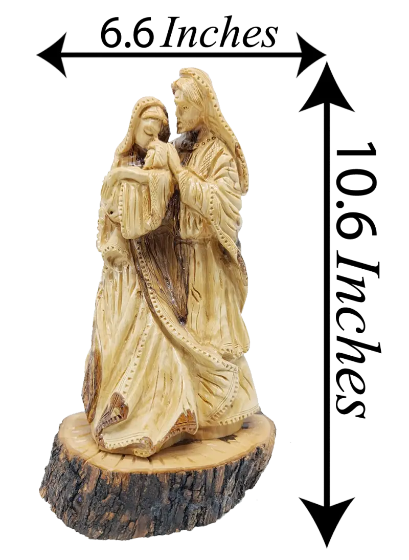 Hand carved holy family olive wood statue from bethlehem – authentic handmade christian figurine - figures