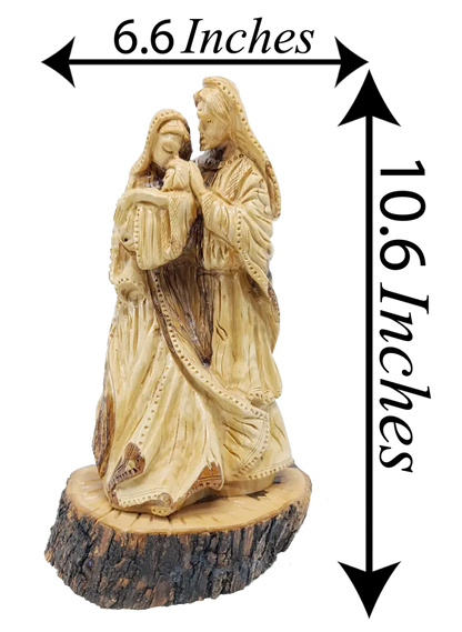 Hand carved holy family olive wood statue from bethlehem – authentic handmade christian figurine - figures