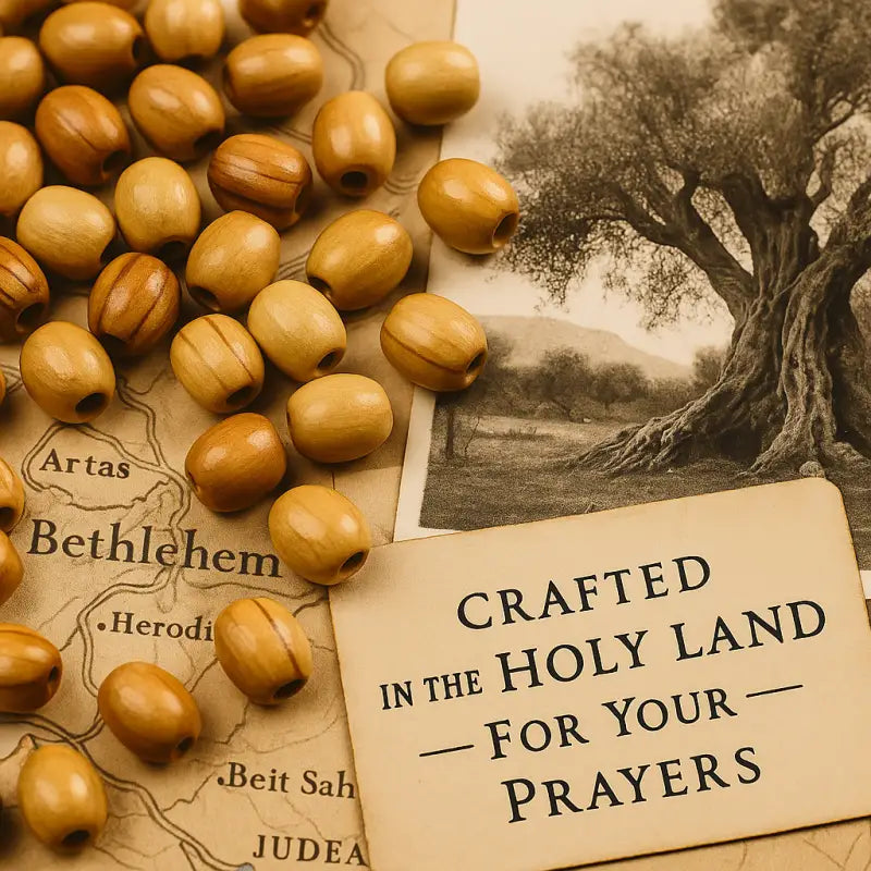 Hand carved olive wood beads from nazarethl 10mm oval