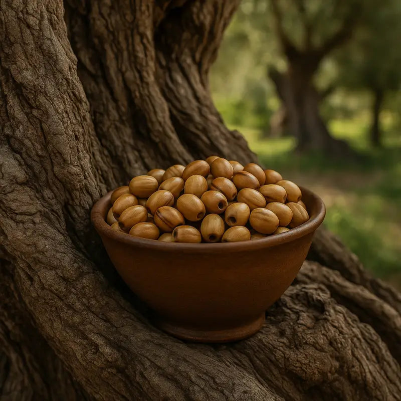 Hand carved olive wood beads from nazarethl 10mm oval