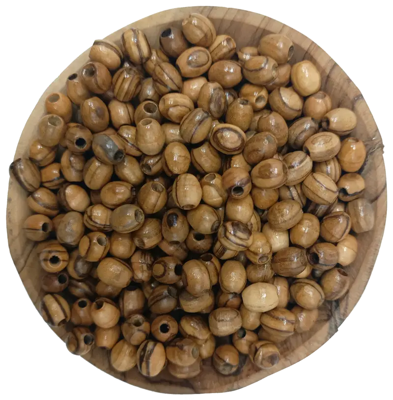 Hand carved olive wood beads from nazarethl 10mm oval