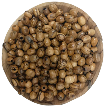 Hand carved olive wood beads from nazarethl 10mm oval