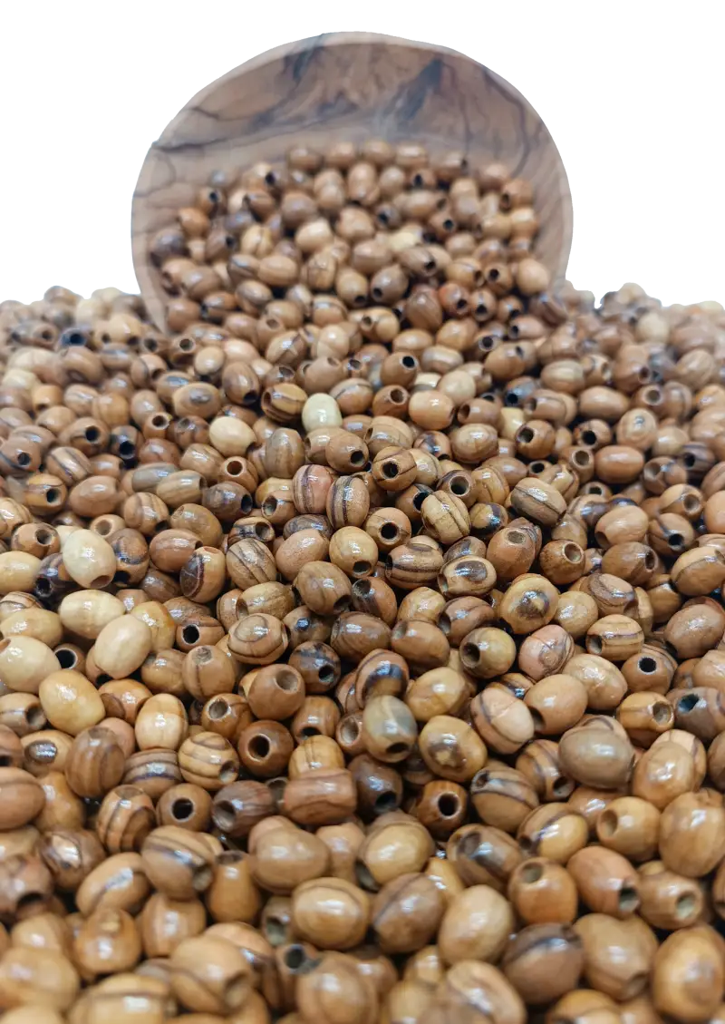 Hand carved olive wood beads from nazarethl 10mm oval