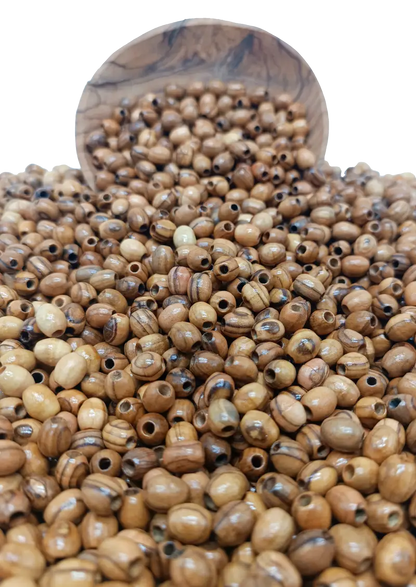 Hand carved olive wood beads from nazarethl 10mm oval