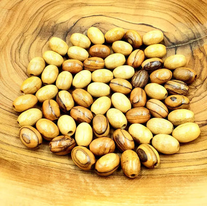 Hand carved olive wood beads from nazarethl 10mm oval