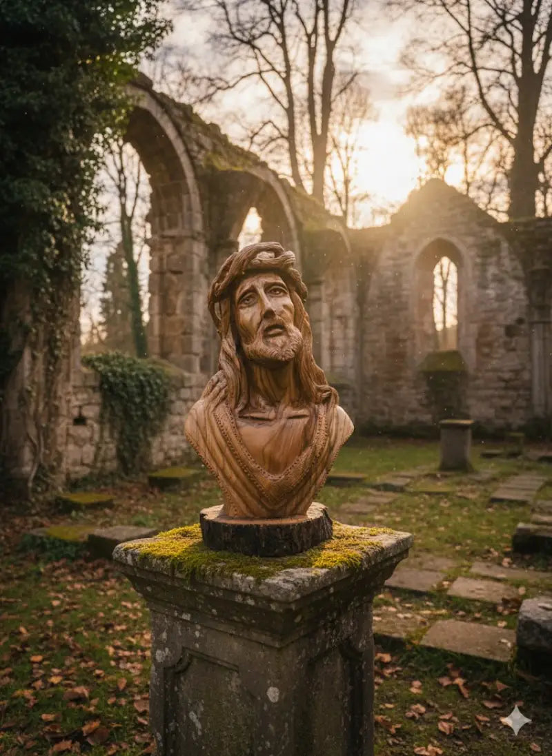Hand carved olive wood bust of jesus from bethlehem holy land - figures
