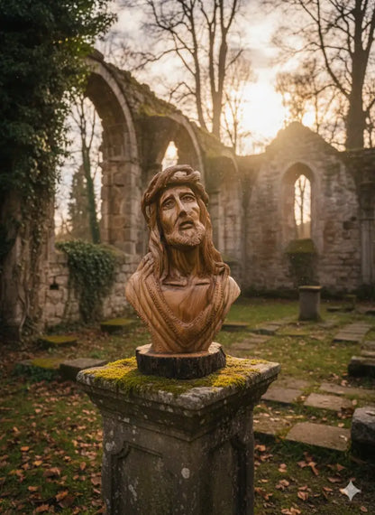 Hand carved olive wood bust of jesus from bethlehem holy land - figures