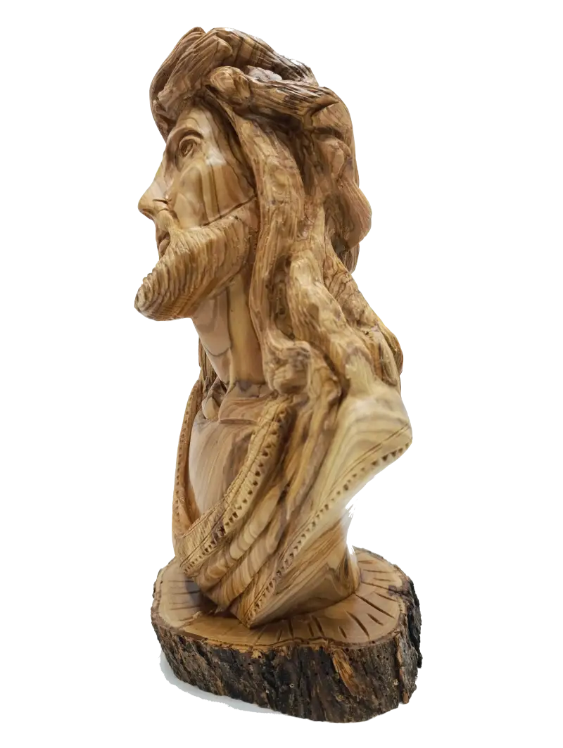 Hand carved olive wood bust of jesus from bethlehem holy land - figures