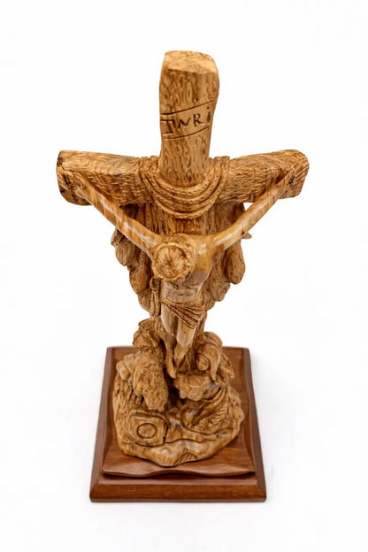 Hand-carved olive wood crucifix from bethlehem – jesus on the cross large christian wall & table sculpture - figures