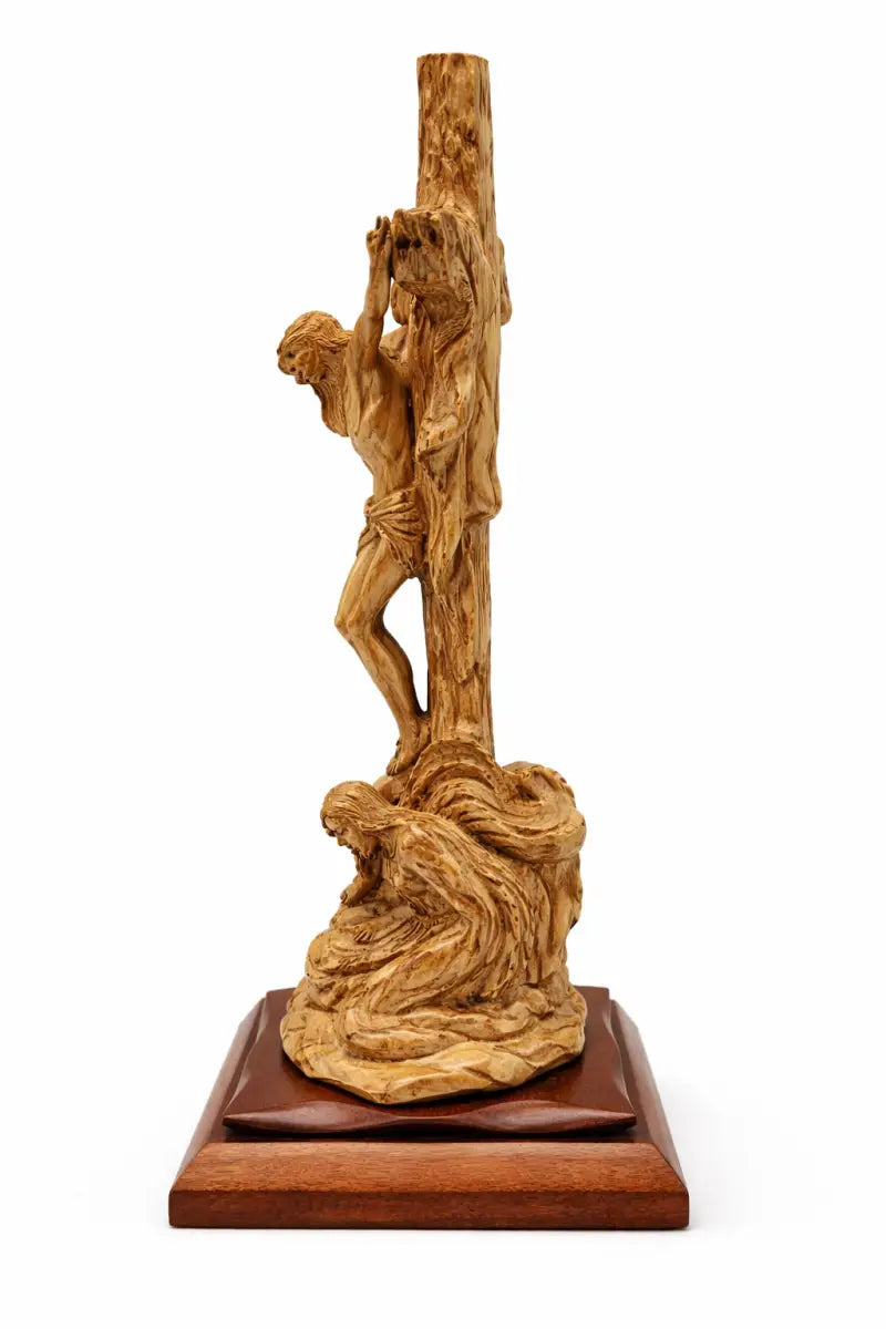Hand-carved olive wood crucifix from bethlehem – jesus on the cross large christian wall & table sculpture - figures
