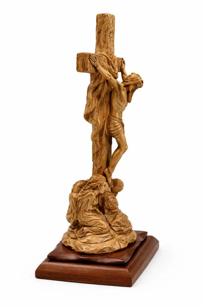 Hand-carved olive wood crucifix from bethlehem – jesus on the cross large christian wall & table sculpture - figures