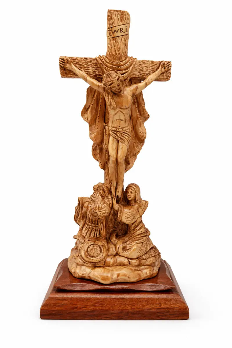 Hand-carved olive wood crucifix from bethlehem – jesus on the cross large christian wall & table sculpture - figures