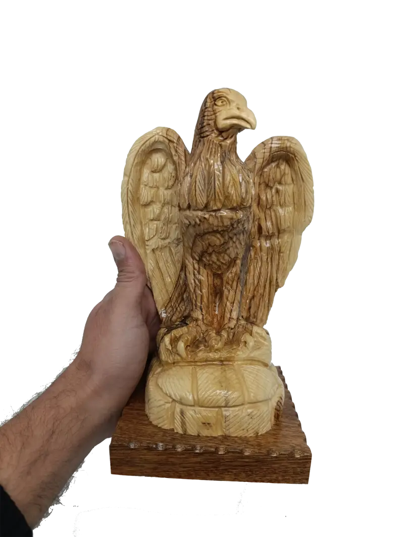 Hand carved olive wood eagle statue from bethlehem holy land - figures