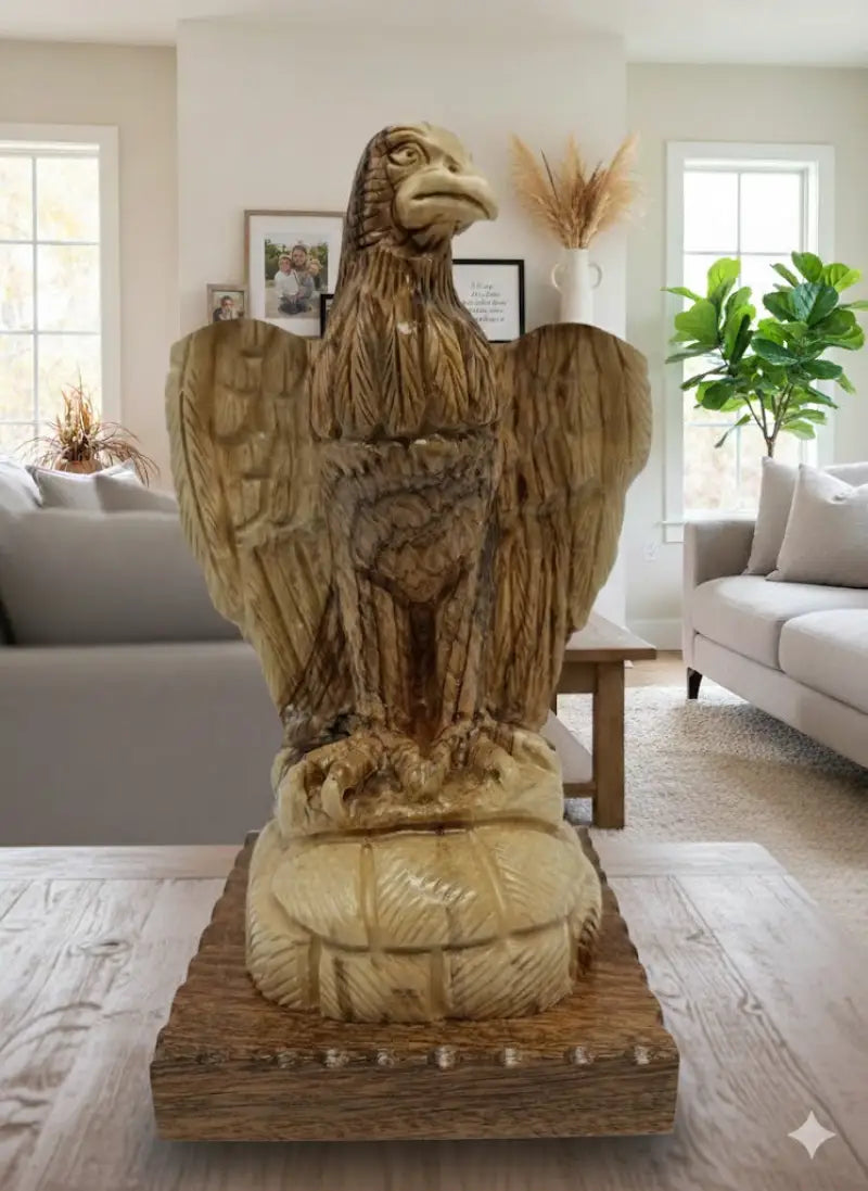 Hand carved olive wood eagle statue from bethlehem holy land - figures