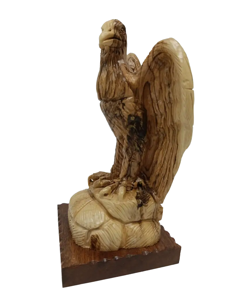 Hand carved olive wood eagle statue from bethlehem holy land - figures