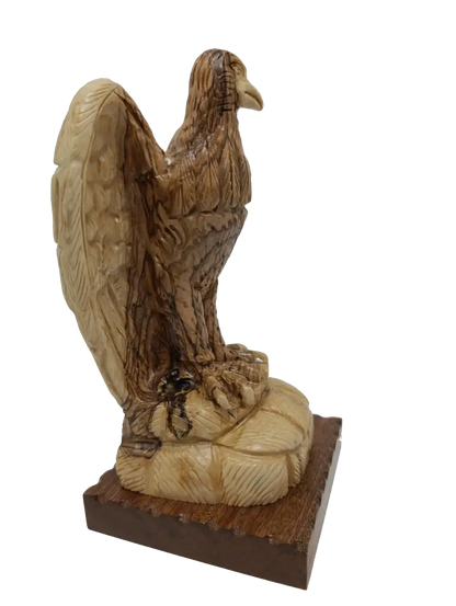 Hand carved olive wood eagle statue from bethlehem holy land - figures