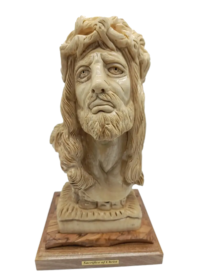Hand carved olive wood face of jesus from bethlehem holy land - figures