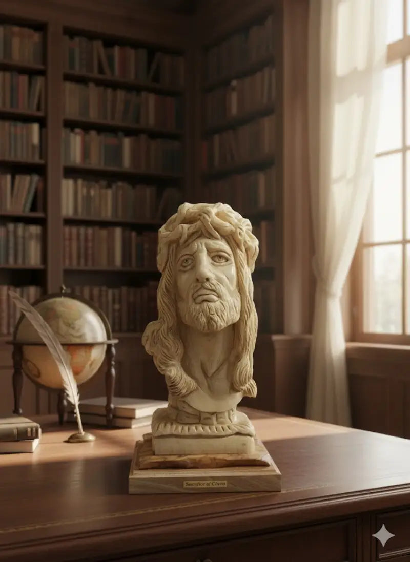 Hand carved olive wood face of jesus from bethlehem holy land - figures