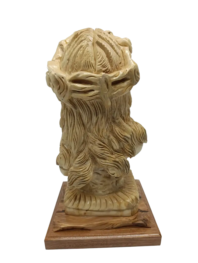 Hand carved olive wood face of jesus from bethlehem holy land - figures