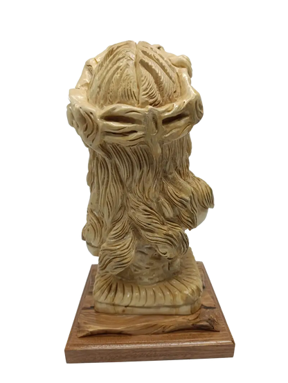Hand carved olive wood face of jesus from bethlehem holy land - figures