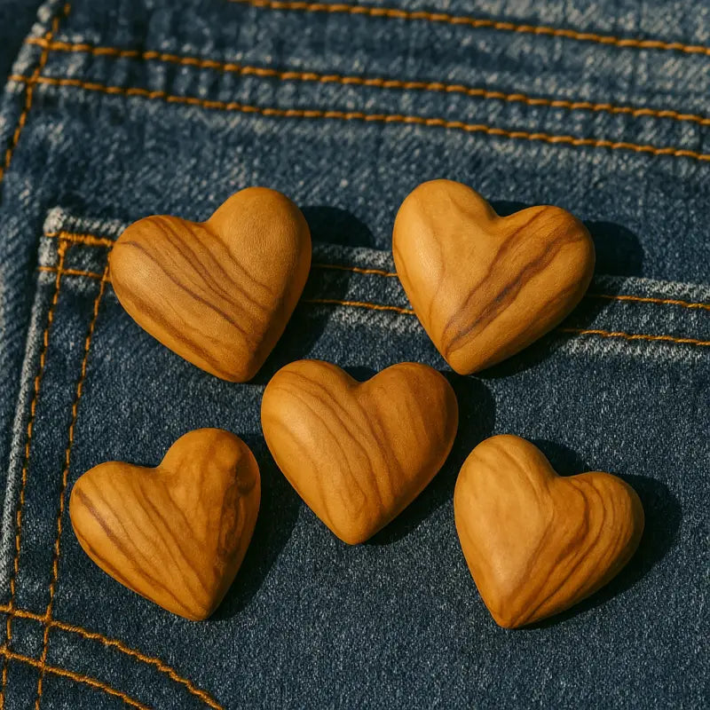 Hand-carved olive wood heart – made in bethlehem (4 sizes available) - 1.2x1.2 inches / 5