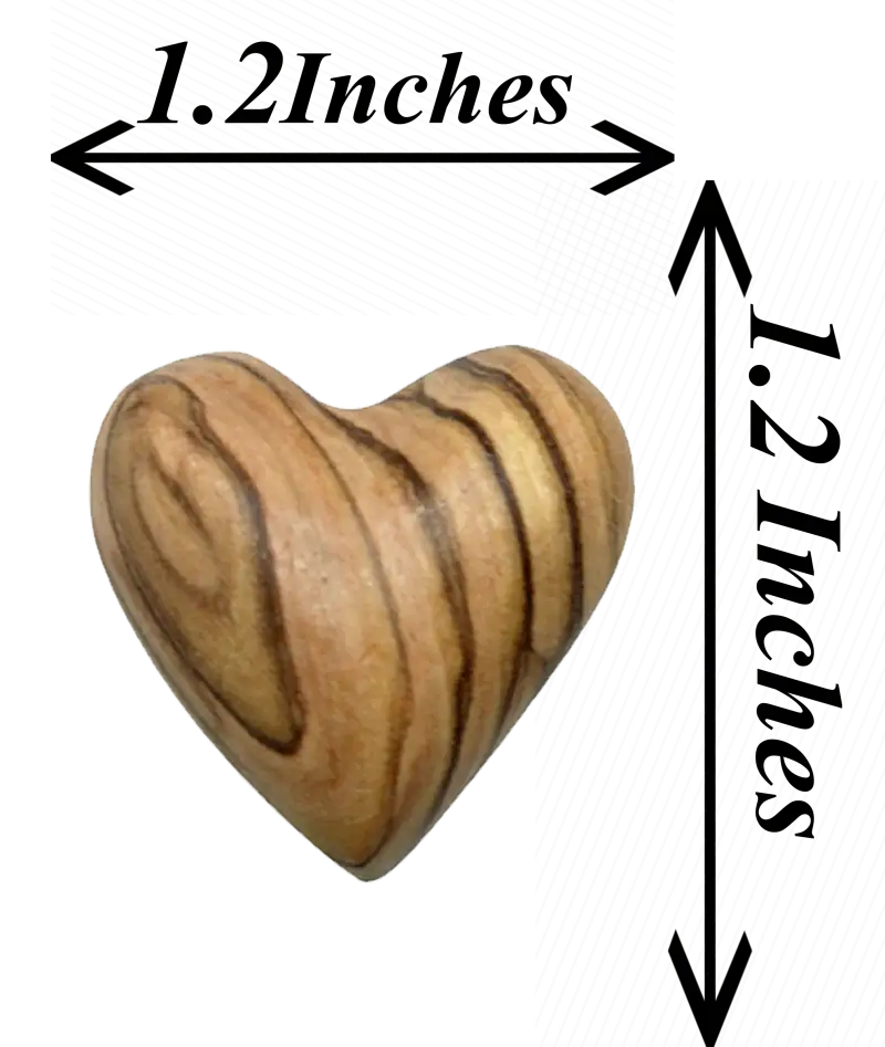 Hand-carved olive wood heart – made in bethlehem (4 sizes available) - 1.2x1.2 inches / 1