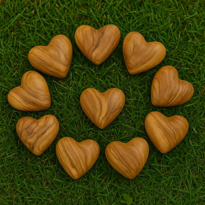 Hand-carved olive wood heart – made in bethlehem (4 sizes available) - 2x2 inches / 10