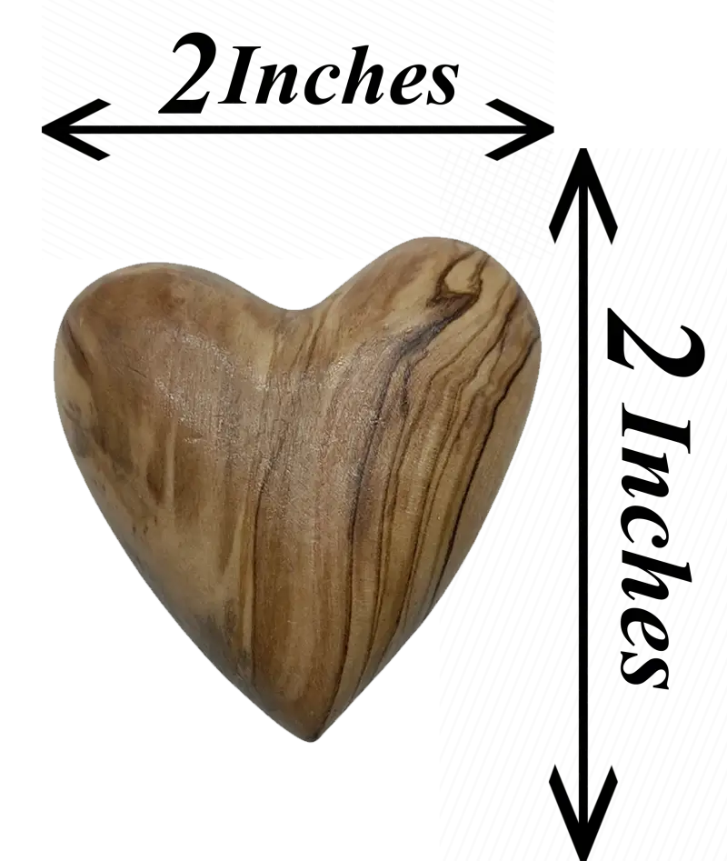 Hand-carved olive wood heart – made in bethlehem (4 sizes available) - 2x2 inches / 1