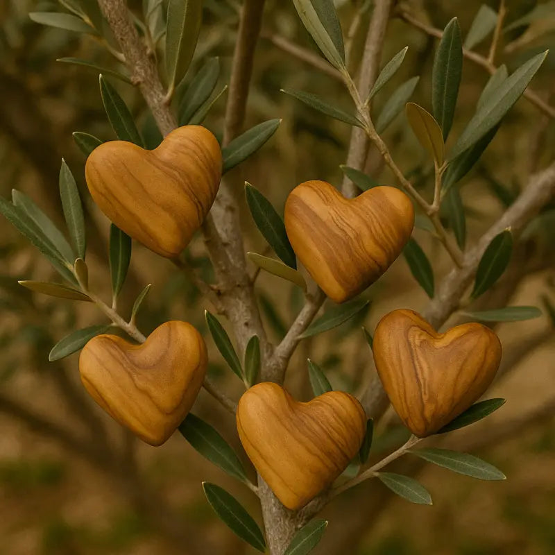 Hand-carved olive wood heart – made in bethlehem (4 sizes available) - 2x2 inches / 5