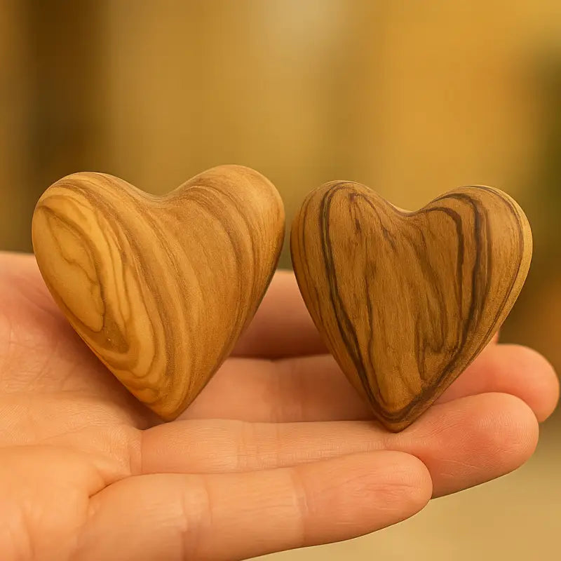 Hand-carved olive wood heart – made in bethlehem (4 sizes available) - 2x2 inches / 2