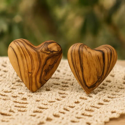 Hand-carved olive wood heart – made in bethlehem (4 sizes available) - 1.7x1.5 inches / 2