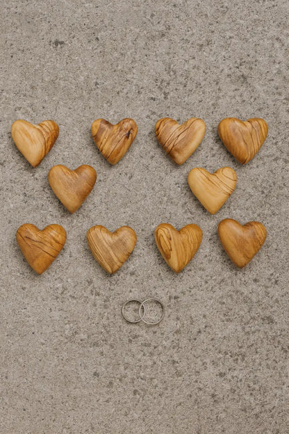 Hand-carved olive wood heart – made in bethlehem (4 sizes available) - 2.4x2.1 inches / 10