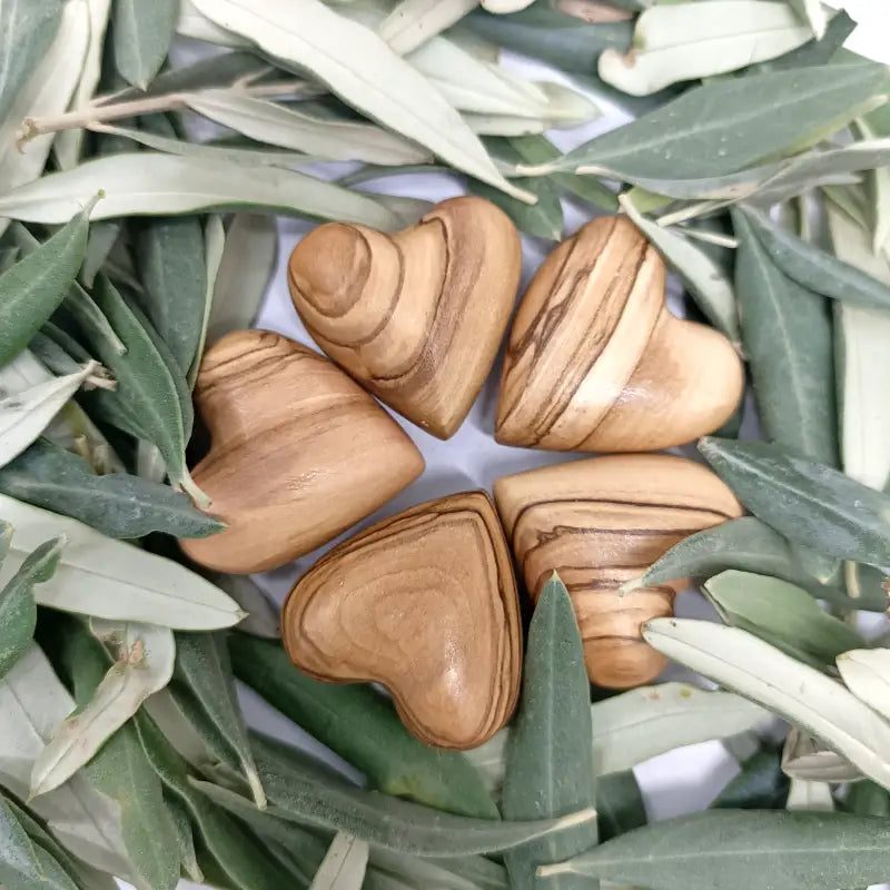 Hand-carved olive wood heart – made in bethlehem (4 sizes available) - 1.7x1.5 inches / 5