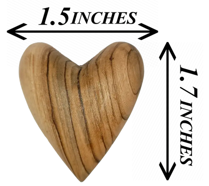 Hand-carved olive wood heart – made in bethlehem (4 sizes available) - 1.7x1.5 inches / 1