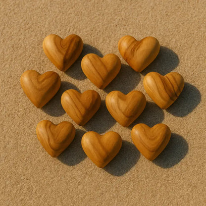 Hand-carved olive wood heart – made in bethlehem (4 sizes available) - 1.7x1.5 inches / 10