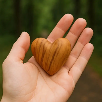 Hand-carved olive wood heart – made in bethlehem (4 sizes available)