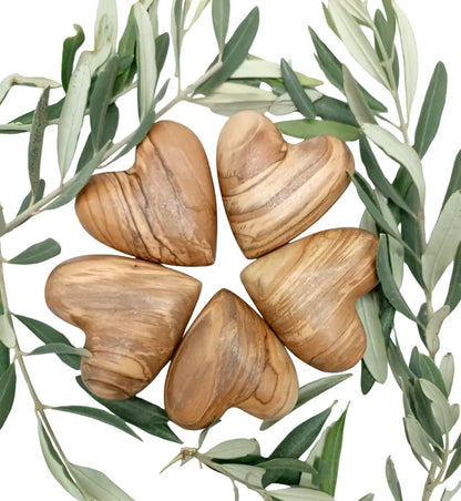Hand-carved olive wood heart – made in bethlehem (4 sizes available) - 2.4x2.1 inches / 5