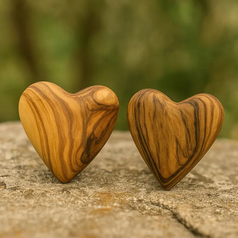 Hand-carved olive wood heart – made in bethlehem (4 sizes available) - 2.4x2.1 inches / 2