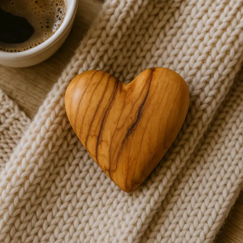 Hand-carved olive wood heart – made in bethlehem (4 sizes available)