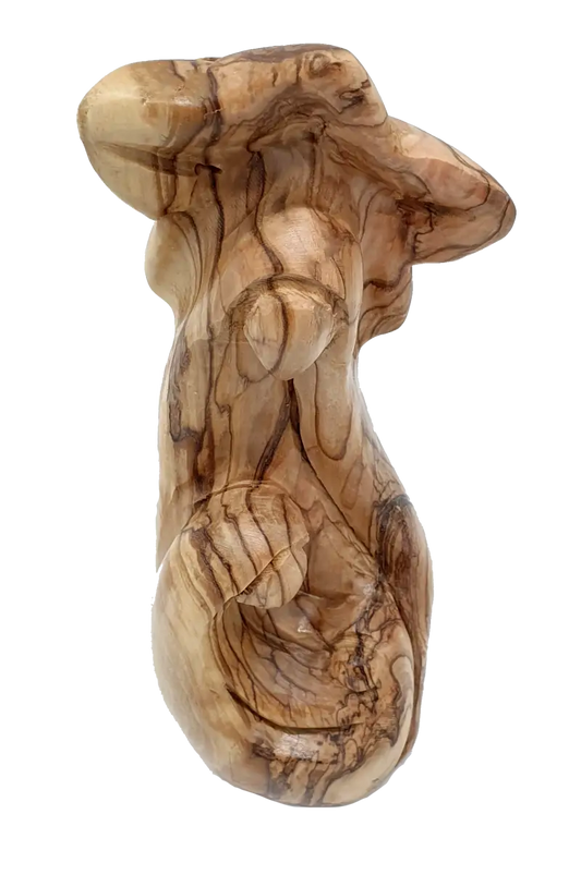 Hand carved olive wood holy family statue for holiday decor