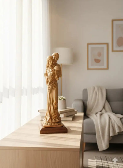 Hand carved olive wood holy family statue – mary joseph & baby jesus | handmade in bethlehem - figures