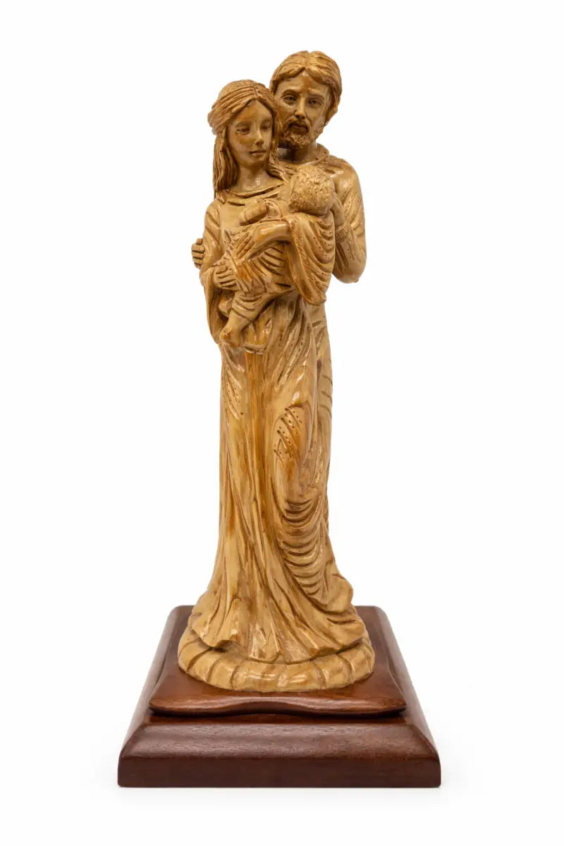 Hand carved olive wood holy family statue – mary joseph & baby jesus | handmade in bethlehem - figures