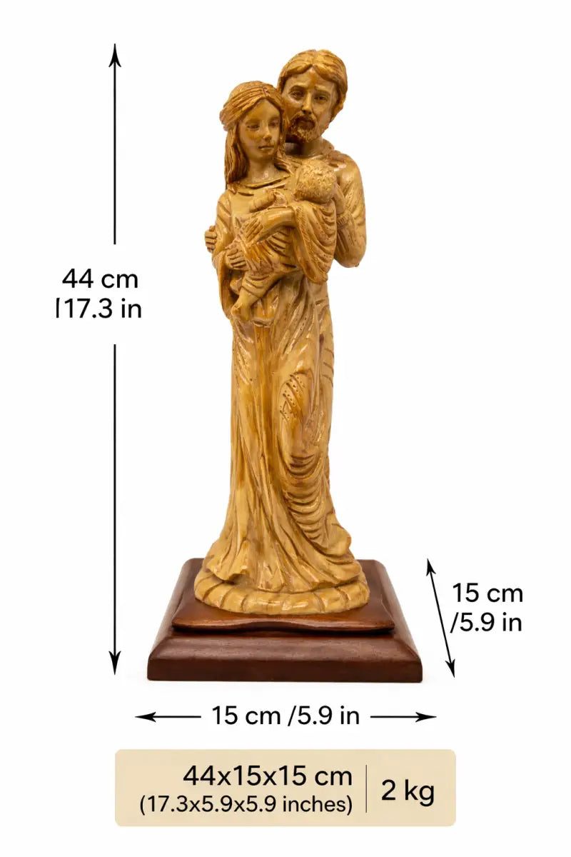 Hand carved olive wood holy family statue – mary joseph & baby jesus | handmade in bethlehem - figures