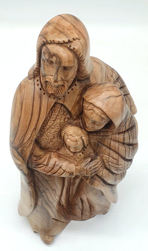 Hand - Carved Olive Wood Holy Family Statue | Premium Quality Religious Figurine - Ideal for Home Decor & Gifts - Zuluf