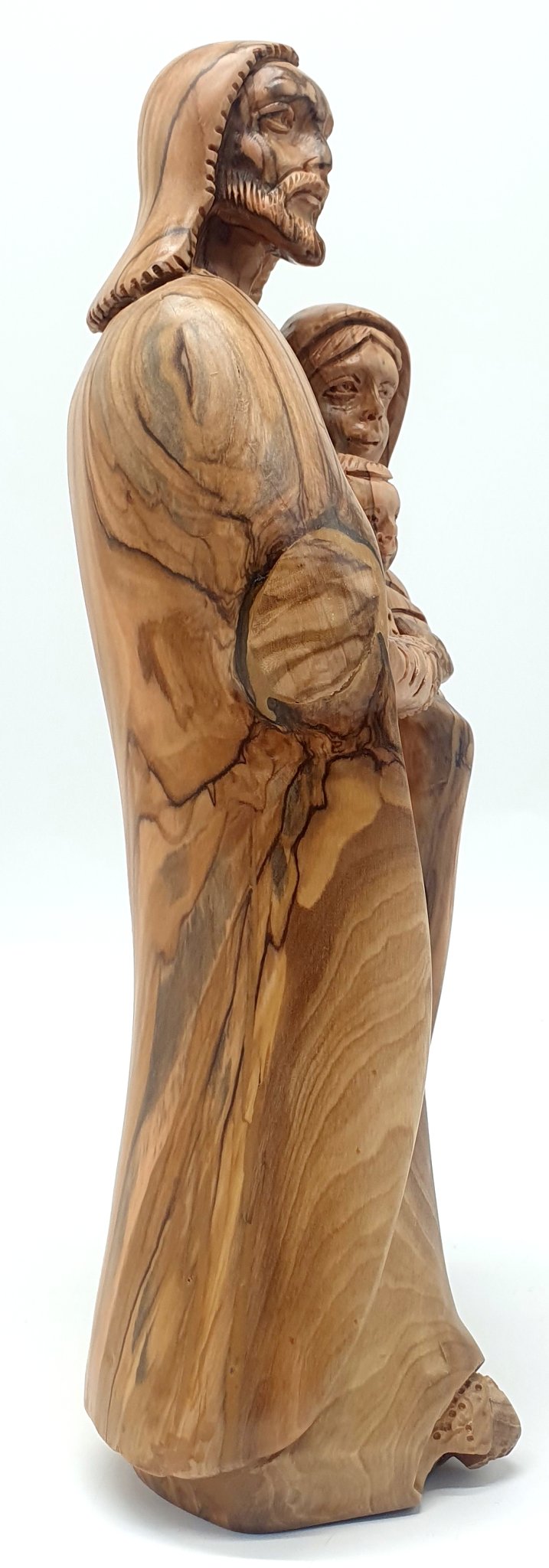 Hand - Carved Olive Wood Holy Family Statue | Premium Quality Religious Figurine - Ideal for Home Decor & Gifts - Zuluf