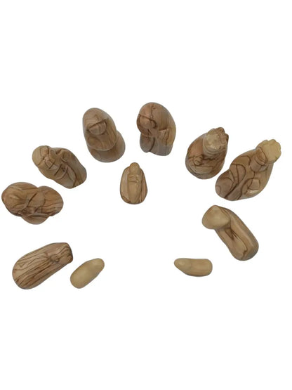 Hand-carved olive wood nativity figurine set – 12-piece holy family christmas scene - nativities