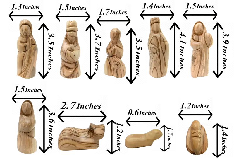 Hand-carved olive wood nativity figurine set – 12-piece holy family christmas scene - nativities