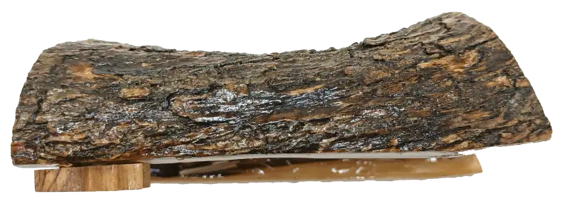 Hand carved olive wood nativity scene from bethlehem – rustic holy family in natural bark grotto - nativities