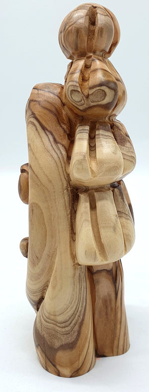 Hand - Carved Olive Wood Nativity Scene Sculpture with Tree – Abstract Art from the Holy Land | Unique Religious Decor (6.9x2.9x2.5") - Zuluf